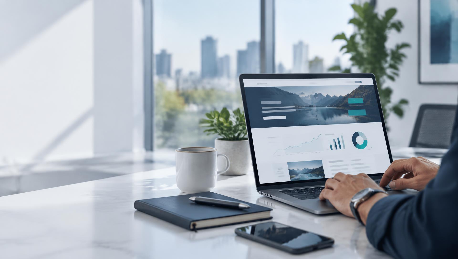 Profesional trabajando en una experiencia web y panel de analítica